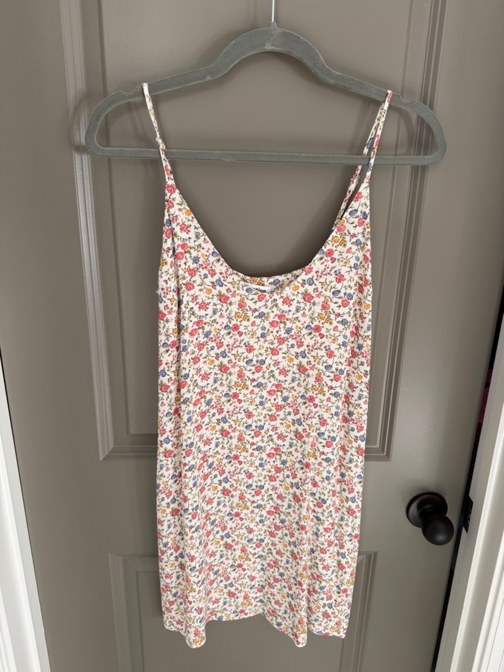 Reformation Cream Floral Slip Dress with Pink, Blue & Yellow Blooms